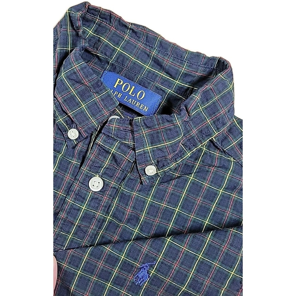 Polo Ralph Lauren Boys Plaid Long Sleeve Dress‎ Shirt  Natural Stretch
